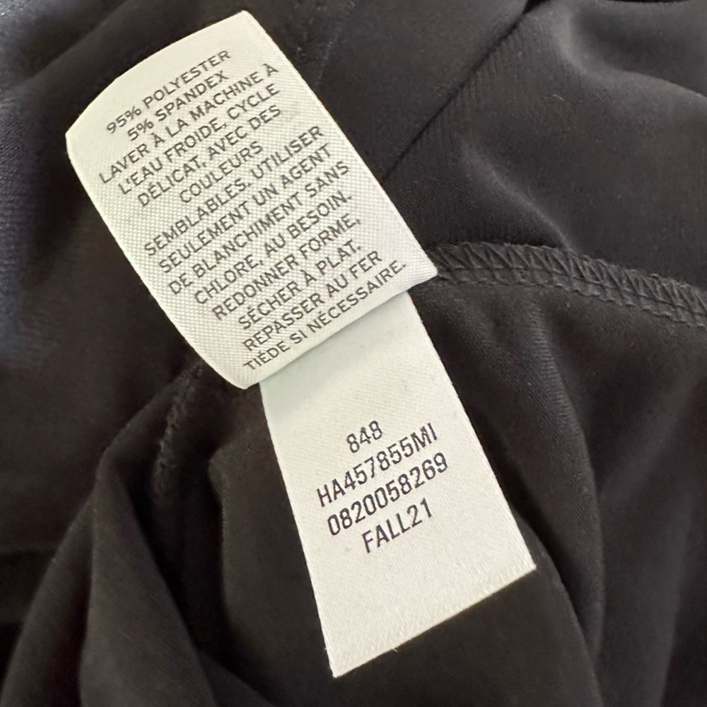 Halogen Black Jersey Stretch Knit Long Sleeve Double Scoop Bodysuit Size M - Picture 10 of 10